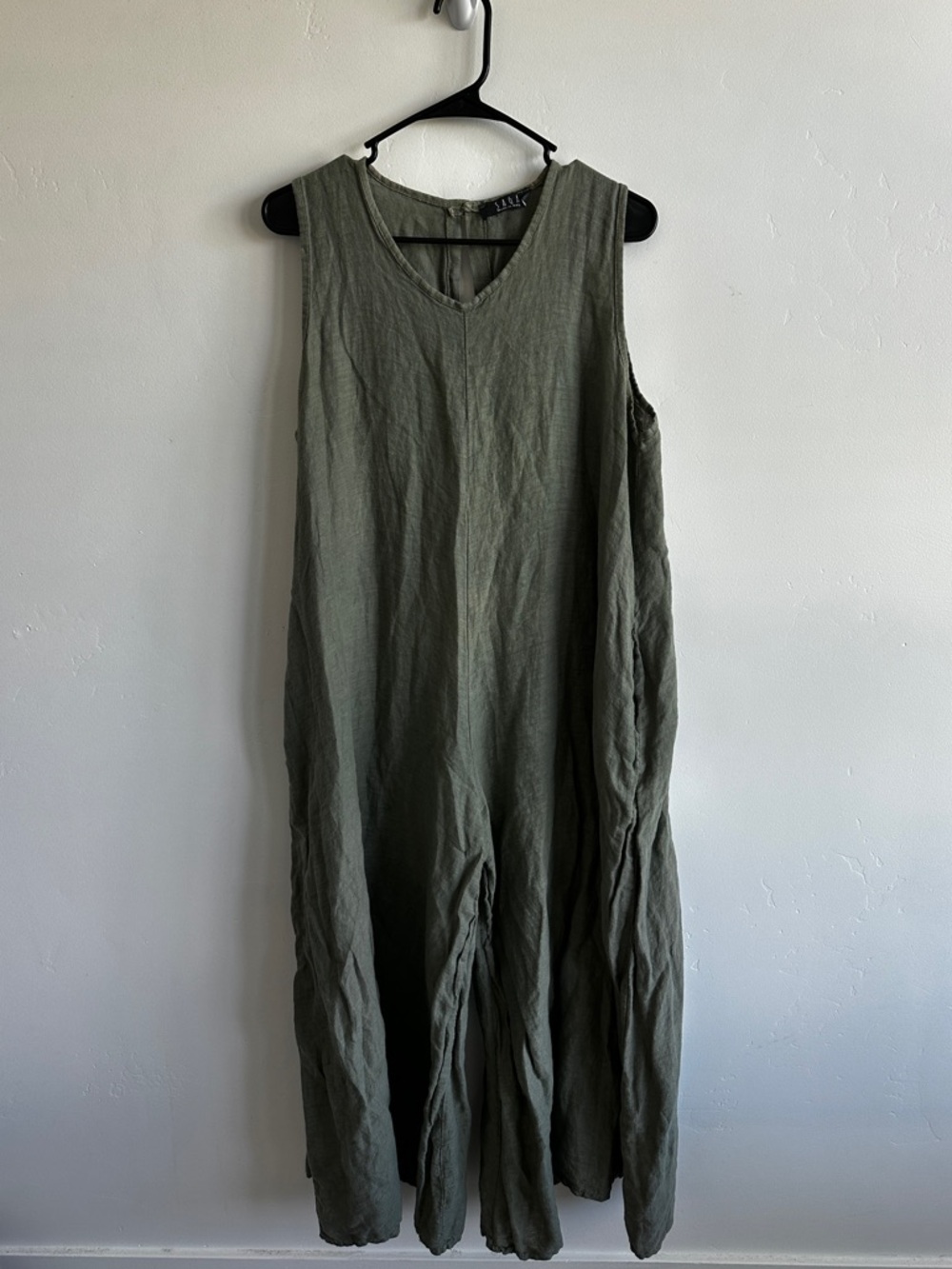 Saga Clothing Women’s 100% Line. Wide Leg Pantsuit / Jumpsuit Green O/S